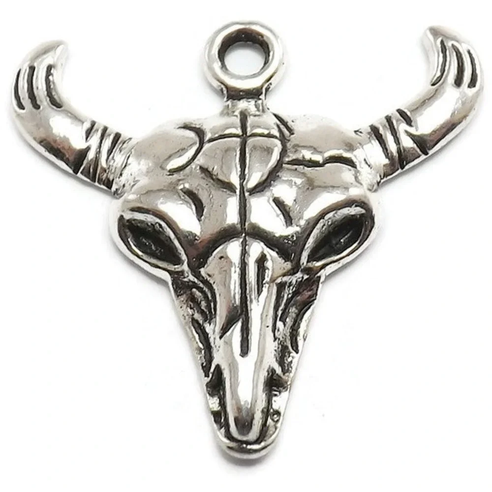 6pcs Cattle Skull Charms, bull livestock western cowboy, jewelry supplies